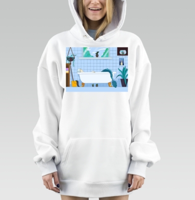Русал в ванной, Hoodie Mjhigh Dig, оверсайз, утепленная