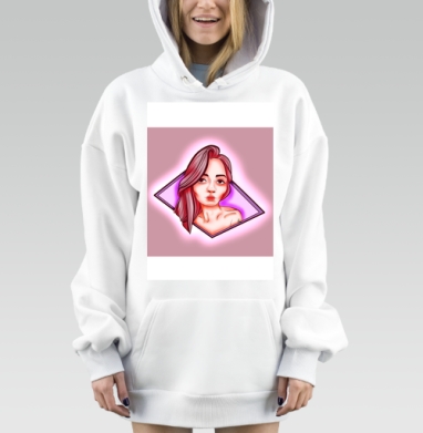 Neon Girl / Неоновая девушка, Hoodie Mjhigh Dig, оверсайз, утепленная