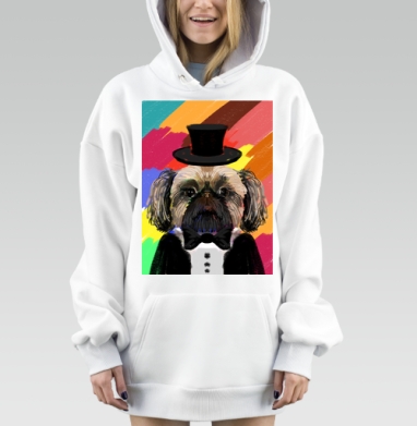 Пёс в костюме, Hoodie Mjhigh Dig, оверсайз, утепленная