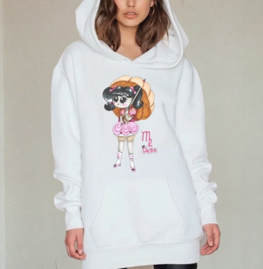 Дева от Анны, Hoodie Mjhigh Dig, оверсайз, утепленная