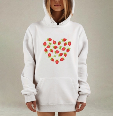 Клубничная любовь, Hoodie Mjhigh Dig, оверсайз, утепленная