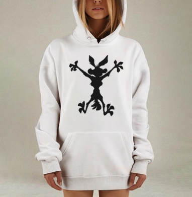 Динамичный чёрный силуэт лягушки в прыжке, Hoodie Mjhigh Dig, оверсайз, утепленная