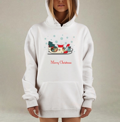 Рождественский узор, Hoodie Mjhigh Dig, оверсайз, утепленная