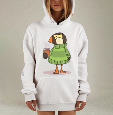 Уютный игрушечный пингвин с кофе, Hoodie Mjhigh Dig, оверсайз, утепленная