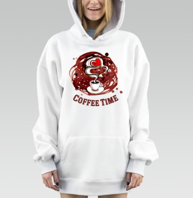 Игривое сердце пара – Время кофе с настроением, Hoodie Mjhigh Dig, оверсайз, утепленная