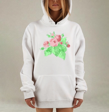 Букет пионов — нежность и гармония весны, Hoodie Mjhigh Dig, оверсайз, утепленная