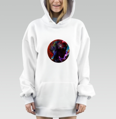 Профиль женщины с космическим внутренним миром, Hoodie Mjhigh Dig, оверсайз, утепленная