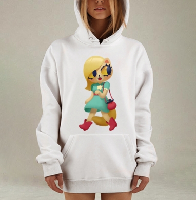 Милая антропоморфная лиса в элегантном платье, Hoodie Mjhigh Dig, оверсайз, утепленная