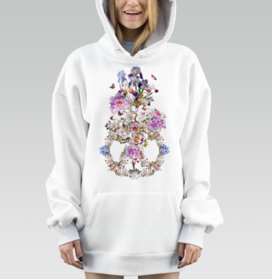 Романтичный цветочный орнамент с бабочками, Hoodie Mjhigh Dig, оверсайз, утепленная