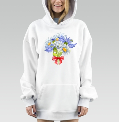 Летний цветочный букет, Hoodie Mjhigh Dig, оверсайз, утепленная