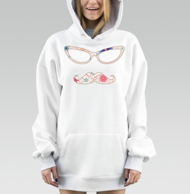 Очки Кошачие глаза и усы, Hoodie Mjhigh Dig, оверсайз, утепленная