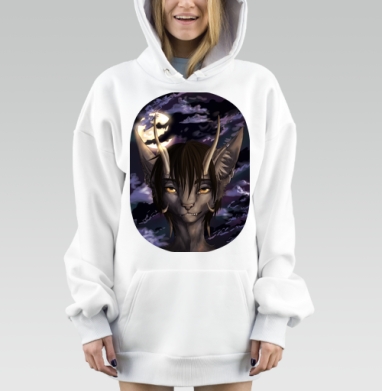 Демонический Кот, Hoodie Mjhigh Dig, оверсайз, утепленная