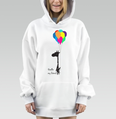 Минималистичный жираф с воздушными шарами, Hoodie Mjhigh Dig, оверсайз, утепленная