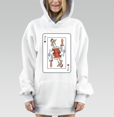 Игривый Валет Червей с гусем в доспехах, Hoodie Mjhigh Dig, оверсайз, утепленная