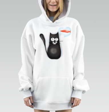 Кот-мечтатель, Hoodie Mjhigh Dig, оверсайз, утепленная