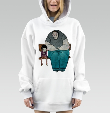 Эмоциональная иллюстрация 'Отчуждение рядом', Hoodie Mjhigh Dig, оверсайз, утепленная