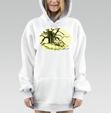 Мистическое дерево жизни и смерти на холме, Hoodie Mjhigh Dig, оверсайз, утепленная