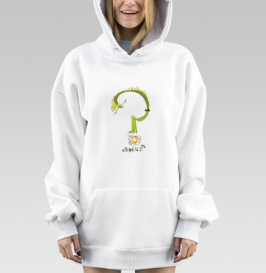 Забавное сказочное существо с ромашкой – Любит вопросительный знак, Hoodie Mjhigh Dig, оверсайз, утепленная