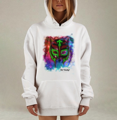 Яркий волк в маске рестлера с иронией, Hoodie Mjhigh Dig, оверсайз, утепленная