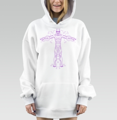 Фиолетовая молекулярная фигура человека, Hoodie Mjhigh Dig, оверсайз, утепленная