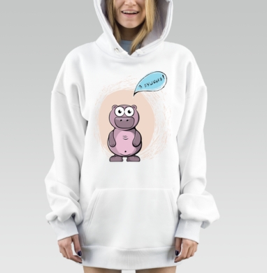 Забавный Hippo/Бегемот уверенно провозглашает Я ПУШИНКА НАВСЕГДА, Hoodie Mjhigh Dig, оверсайз, утепленная