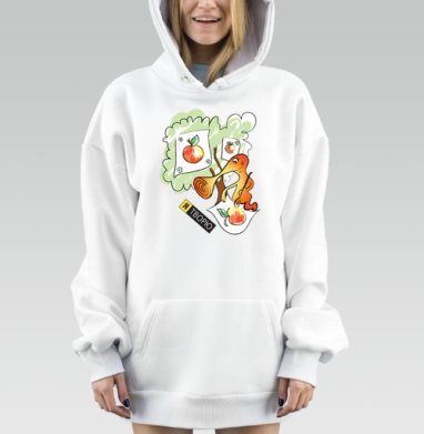 Яркий художник с длинным носом и яблоком, Hoodie Mjhigh Dig, оверсайз, утепленная