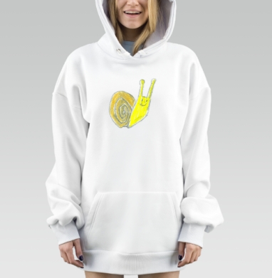 Улыбающаяся медленная улитка Желтый коричневый медленная улитка, Hoodie Mjhigh Dig, оверсайз, утепленная