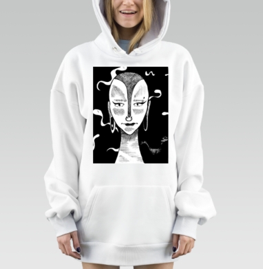 Мистическое лицо с закрытыми глазами и дымками мистики, Hoodie Mjhigh Dig, оверсайз, утепленная