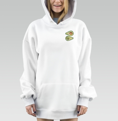 Акварельные половинки авокадо с косточкой и без, Hoodie Mjhigh Dig, оверсайз, утепленная