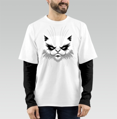 Black metal cat / Чёрная металлическая кошка, Футболка мужская лонгслив OneOne