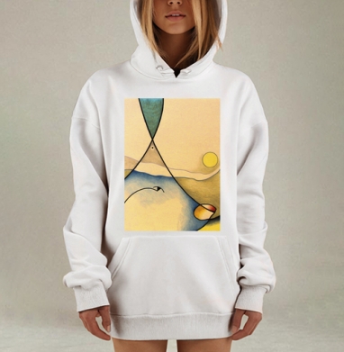 Абстрактное течение времени солнце и природа лето каждый видит по-своему, Hoodie Mjhigh Dig, оверсайз, утепленная