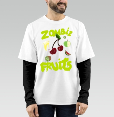 Неоновый принт Zombie Fruits с яркими фруктами, Футболка мужская лонгслив OneOne