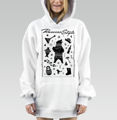 Праздничное русское застолье с традиционными элементами Russian Style, Hoodie Mjhigh Dig, оверсайз, утепленная
