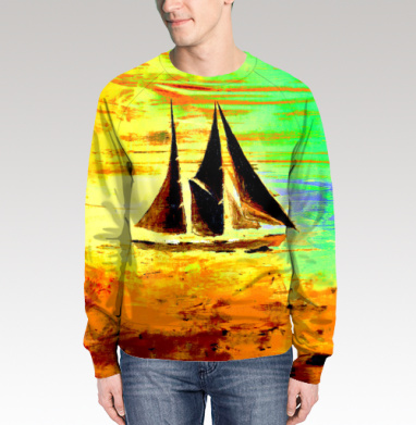 Парусная яхта на закате вечернее море спокойствие, Свитшот мужской 3D