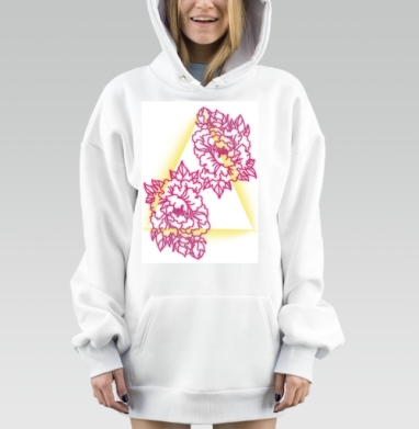 Светящиеся цветы гармония нежности и энергии, Hoodie Mjhigh Dig, оверсайз, утепленная