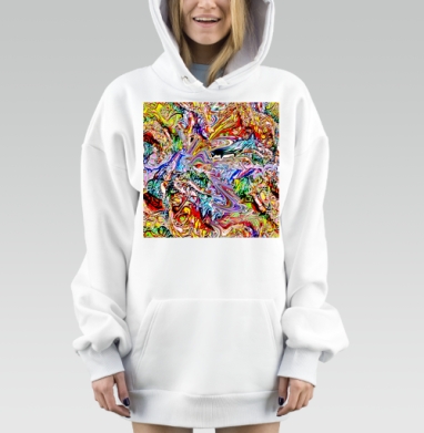 Протяжное притяжение абстракция бесконечность, Hoodie Mjhigh Dig, оверсайз, утепленная