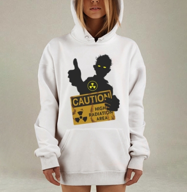 Зомби показывает лайк предупреждение радиации зона, Hoodie Mjhigh Dig, оверсайз, утепленная