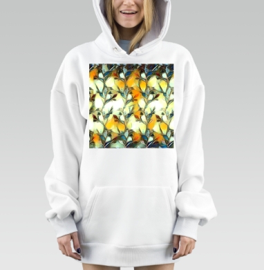 Кораллы кристаллы ветки абстракция бесшовный паттерн витраж, Hoodie Mjhigh Dig, оверсайз, утепленная