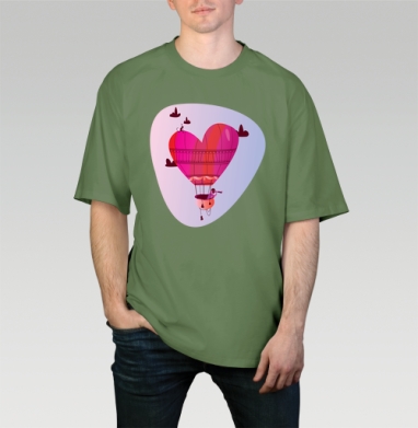 Looking for love... / В поисках любви..., Футболка мужская оверсайз оливковая