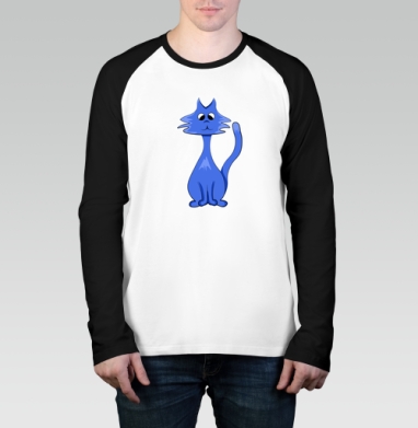 Blue cat / Синий кот, Футболка длинный рукав / Мужчинам / Реглан / Принт