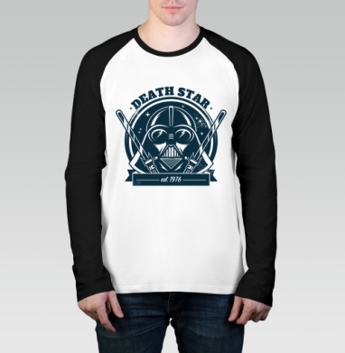 Винтажный символ космоса Death Star / Звезда Смерти дарт вейдер шлем, Футболка длинный рукав / Мужчинам / Реглан / Принт