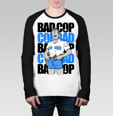Ироничный принт Bad Cop McLOVIN в стиле комикс-арт, Футболка длинный рукав / Мужчинам / Реглан / Принт