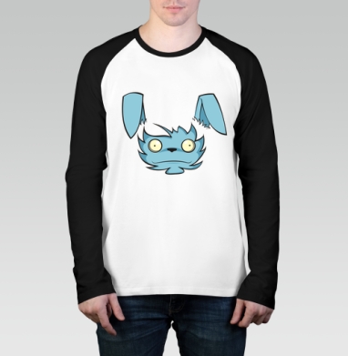 Mad Blue Rabbit – Безумный голубой кролик в дикой мимике зверя, Футболка длинный рукав / Мужчинам / Реглан / Принт
