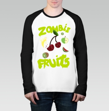 Неоновый принт Zombie Fruits с яркими фруктами, Футболка длинный рукав / Мужчинам / Реглан / Принт