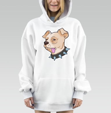 Собака с игривым языком и шипами Собака с игривым, Hoodie Mjhigh Dig, оверсайз, утепленная