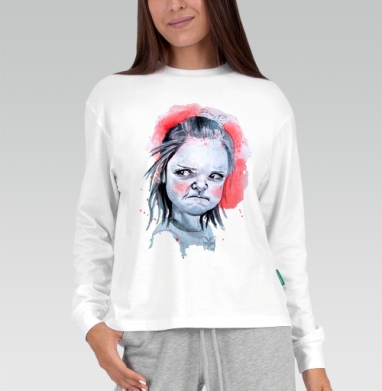 Цвет настроения красный, Футболка лонгслив женская белая