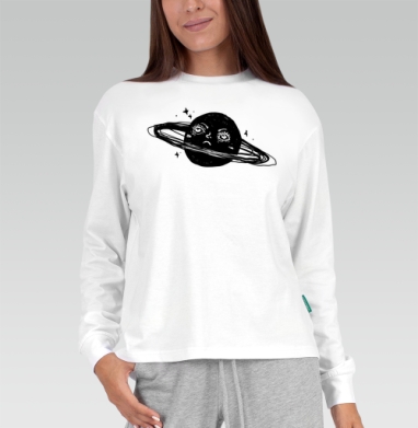 Sad Saturn – Грустный Сатурн в бесконечном холодном темном космосе, Футболка лонгслив женская белая