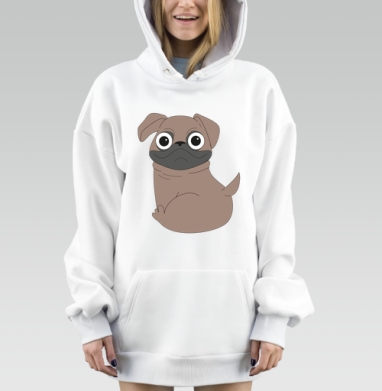 Милый коричневый мопс детский милый, Hoodie Mjhigh Dig, оверсайз, утепленная