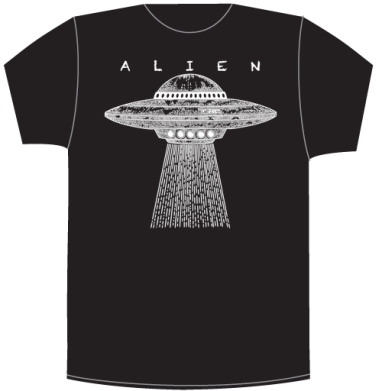 Винтажный НЛО с лучом света и надписью ALIEN - Своя футболка тёмная A3 (30 x 40 см), страница 2