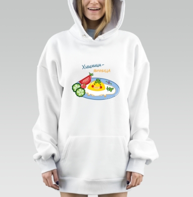 Веселая Яичница Хищница с овощами на тарелке, Hoodie Mjhigh Dig, оверсайз, утепленная